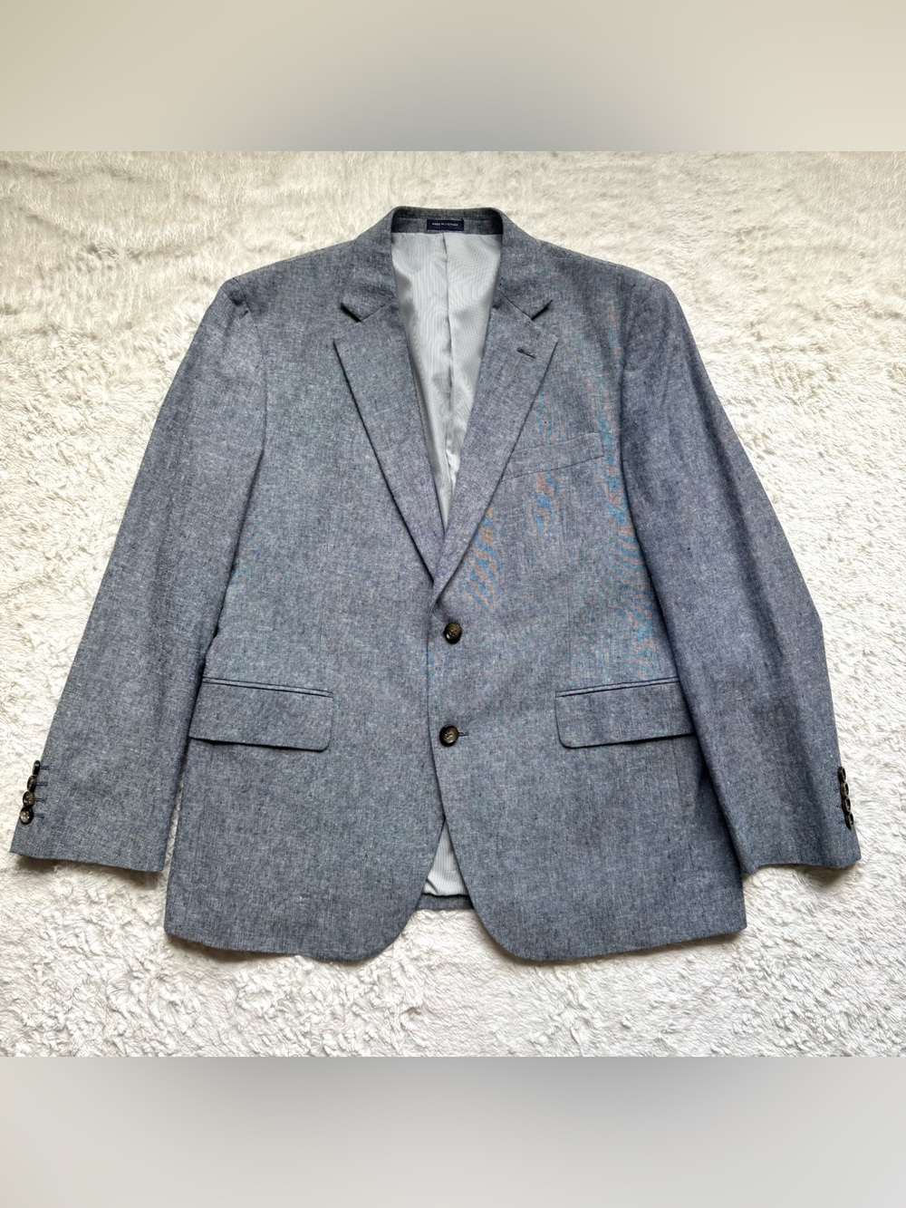 Stafford Linen Cotton Sport Coat Blazer 42S Blue Nautical Coastal Preppy Office